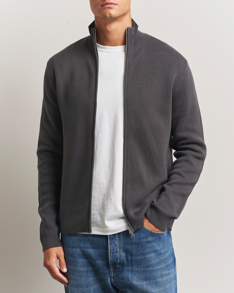 Herre | Gensere | Samsøe Samsøe | Niklas Full Zip Black Oyster