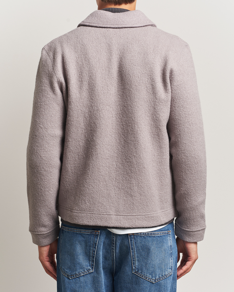 Herre | Gensere | Samsøe Samsøe | Hannes Boiled Wool Full Zip Elephant Skin