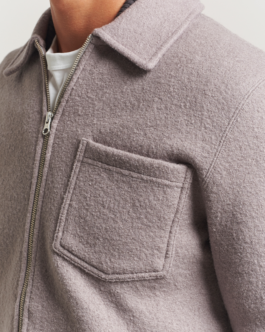 Herre | Gensere | Samsøe Samsøe | Hannes Boiled Wool Full Zip Elephant Skin