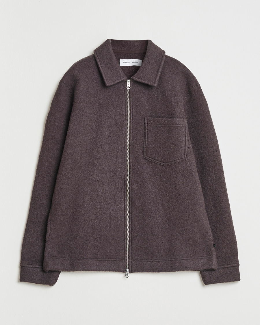 Herre | Gensere | Samsøe Samsøe | Hannes Boiled Wool Full Zip Turkish Coffee