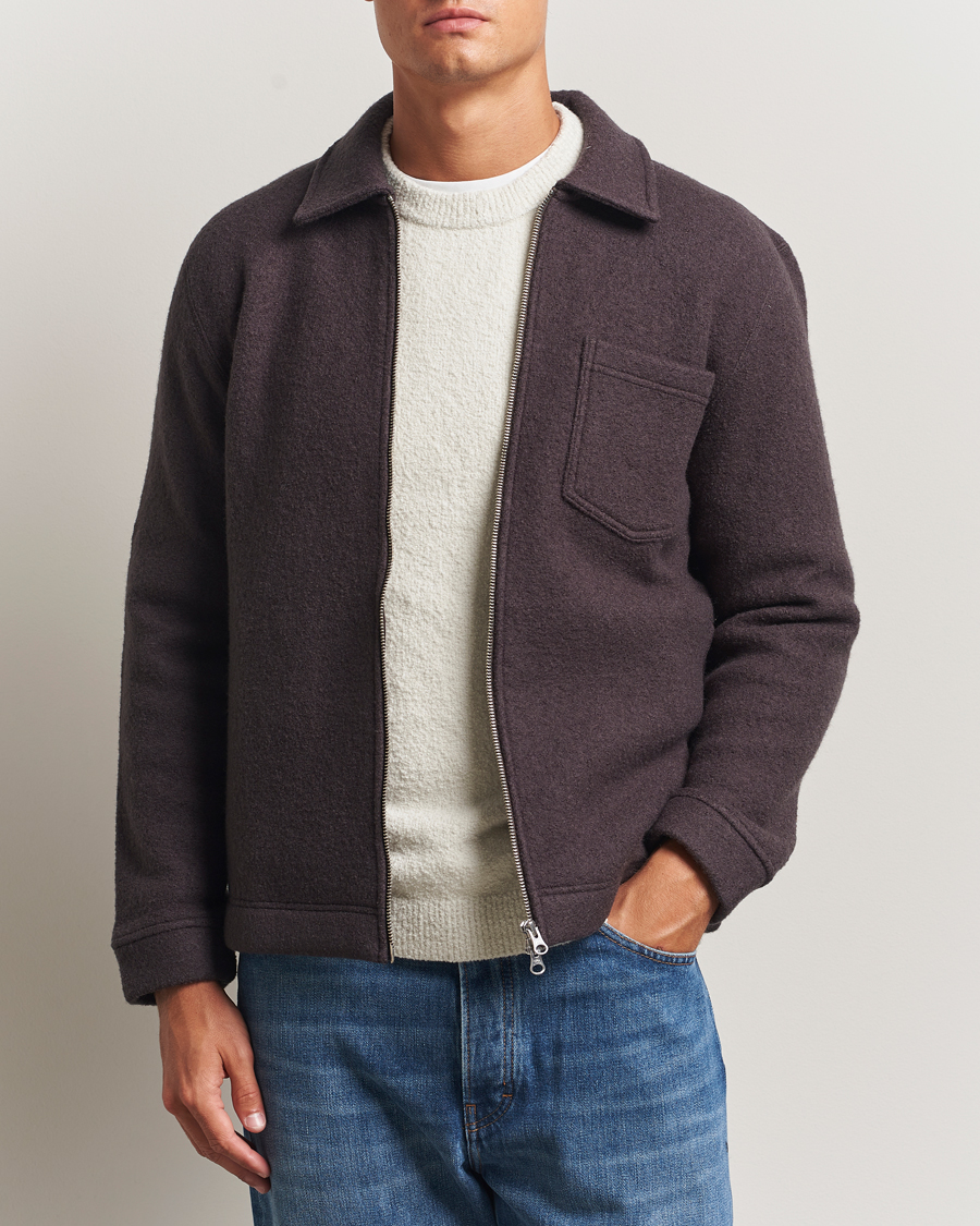 Herre | Gensere | Samsøe Samsøe | Hannes Boiled Wool Full Zip Turkish Coffee