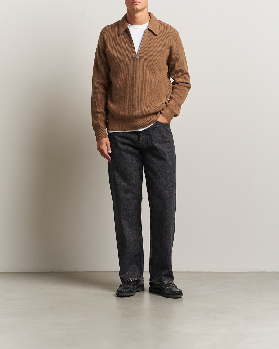 Herre | Gensere | Samsøe Samsøe | Isak Knitted Half Zip Polo Otter Brown