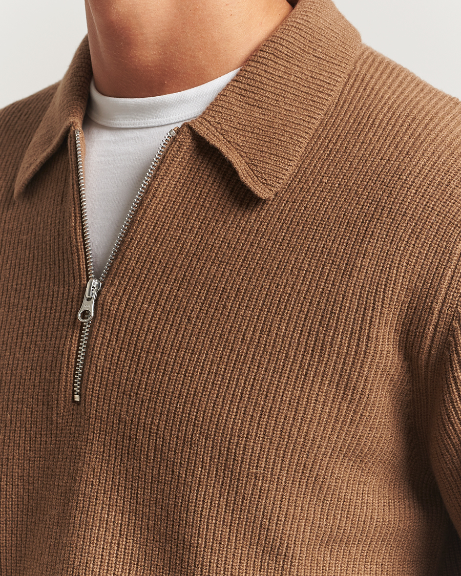 Herre | Gensere | Samsøe Samsøe | Isak Knitted Half Zip Polo Otter Brown