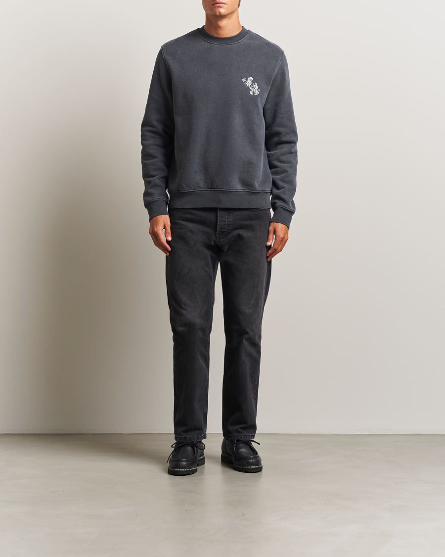 Herre | Gensere | Samsøe Samsøe | Phil Printed Crew Neck Sweatshirt Washed Black