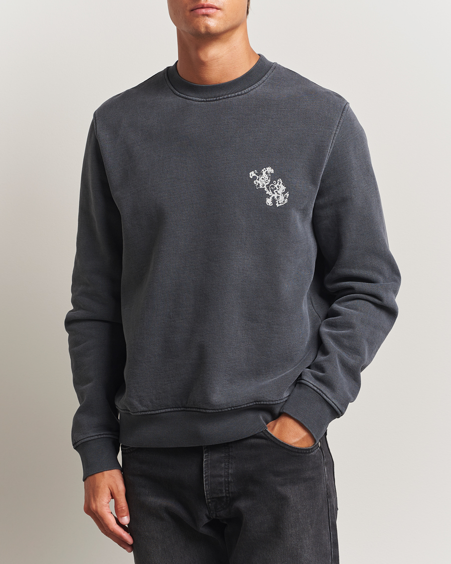 Herre | Gensere | Samsøe Samsøe | Phil Printed Crew Neck Sweatshirt Washed Black