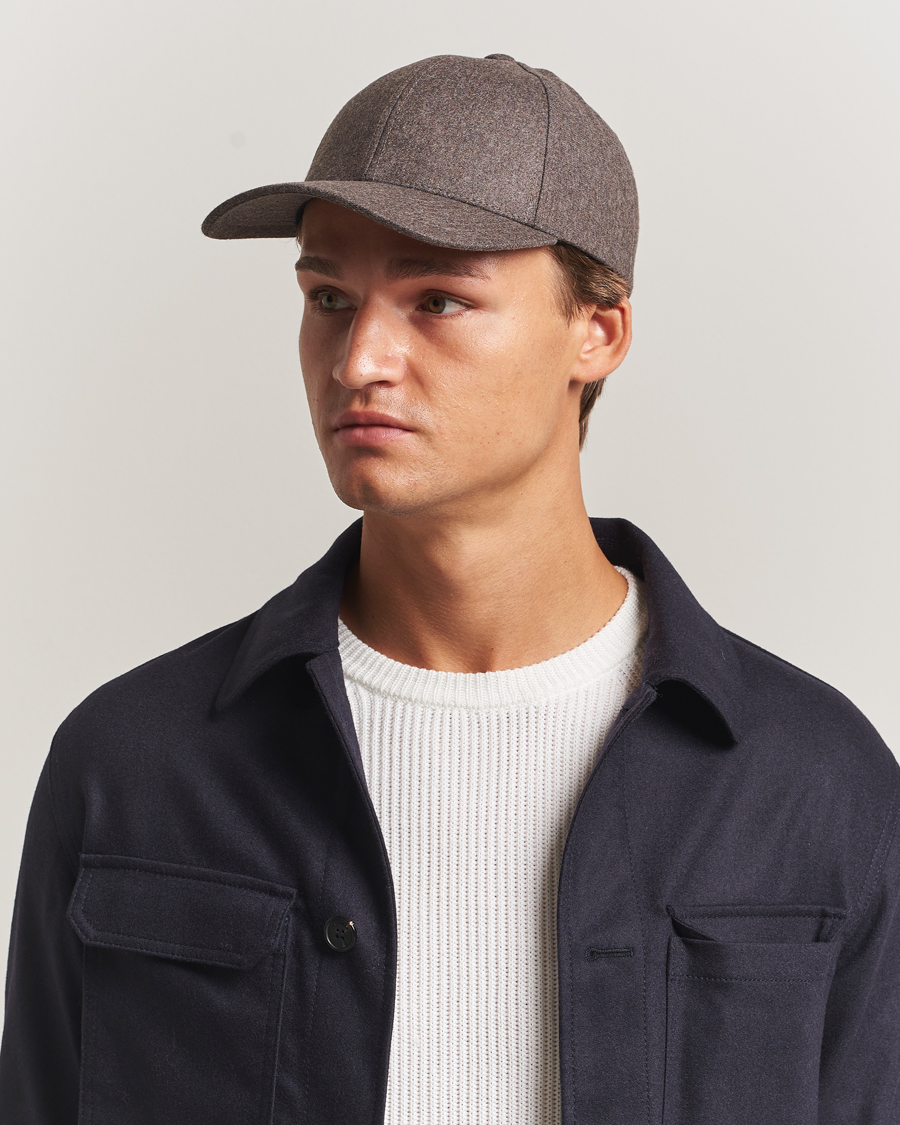 Herre | Hatter og capser | Varsity Headwear | Flannel Baseball Cap Taupe Brown