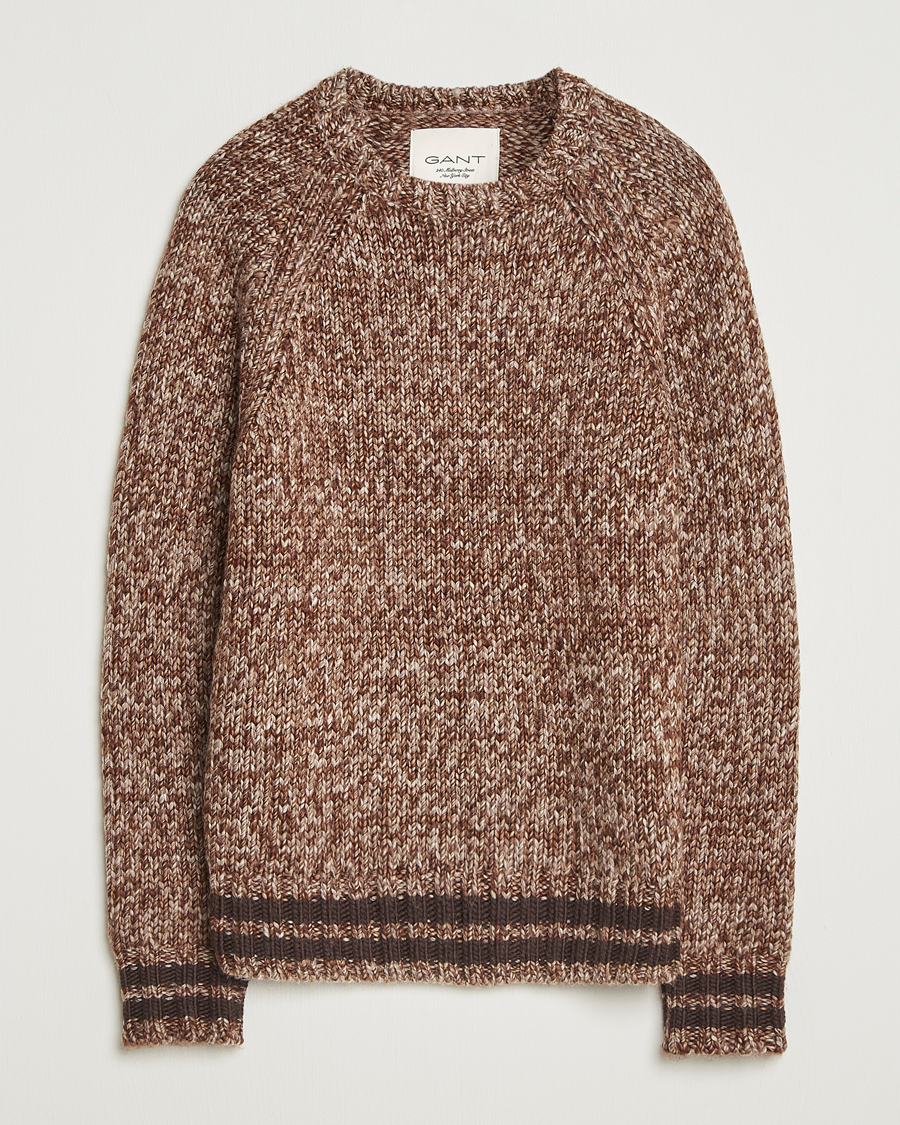 Herre | Gensere | GANT 240 Mulberry Street | Wool Heavy Knitted Sweater Light Brown Melange