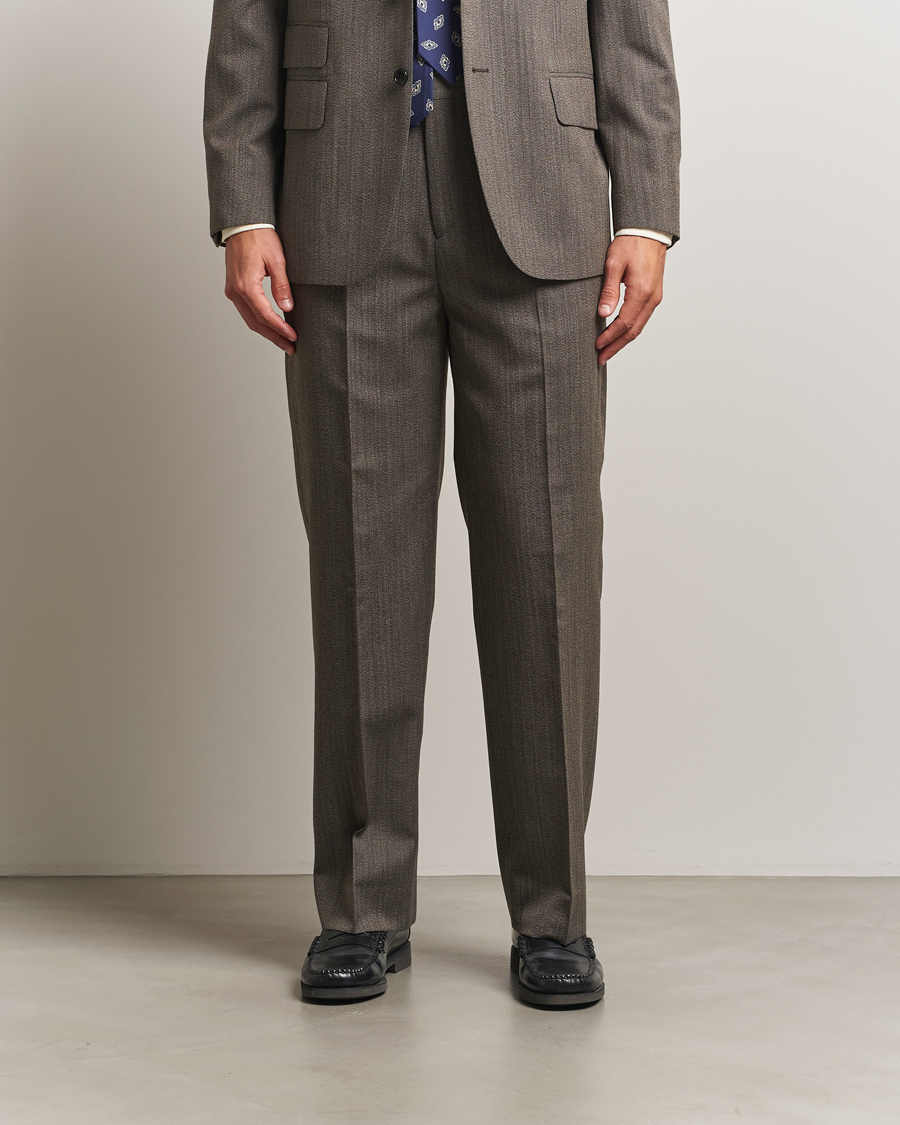 Herre | Bukser | GANT 240 Mulberry Street | Herringbone Suit Pants Deep Brown