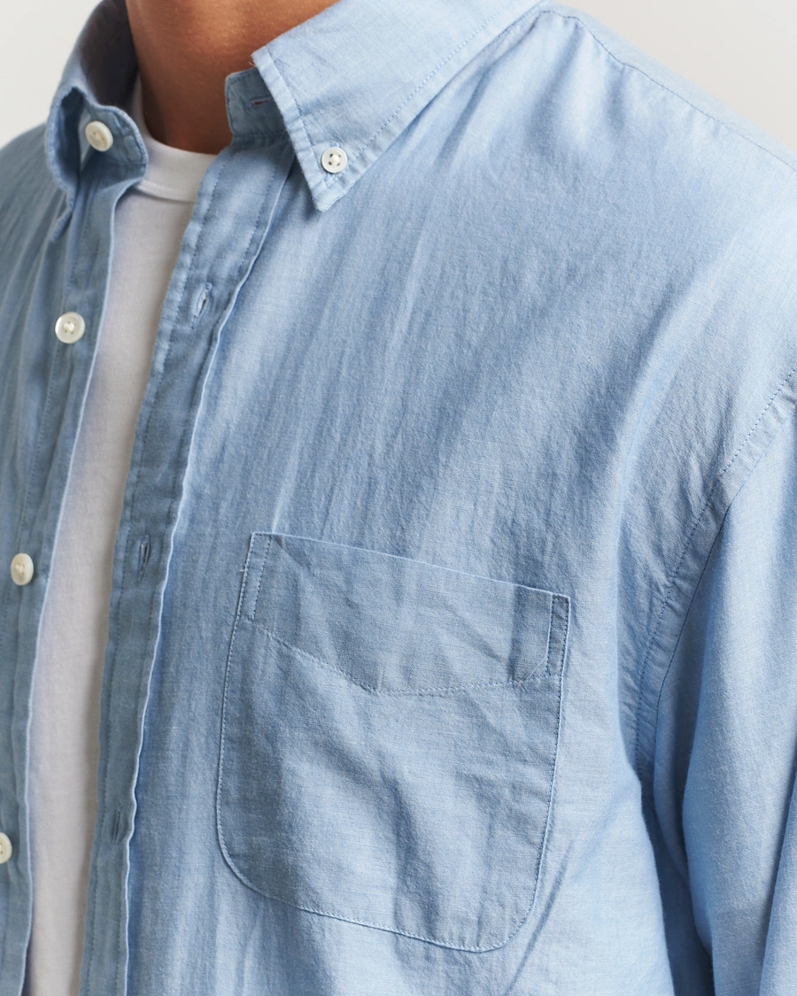 Herre | Skjorter | GANT 240 Mulberry Street | Relaxed Fit Chambray Shirt Light Indigo