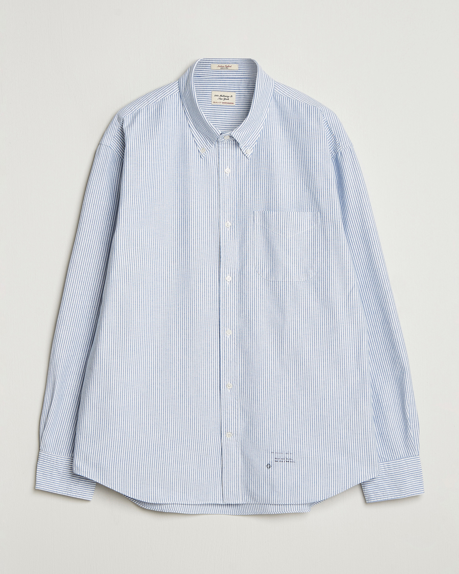 Herre | Skjorter | GANT 240 Mulberry Street | Relaxed Fit US Striped Oxford Shirt Blue Water