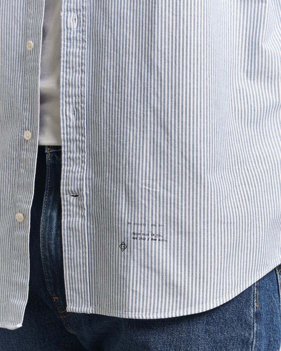 Herre | Skjorter | GANT 240 Mulberry Street | Relaxed Fit US Striped Oxford Shirt Blue Water