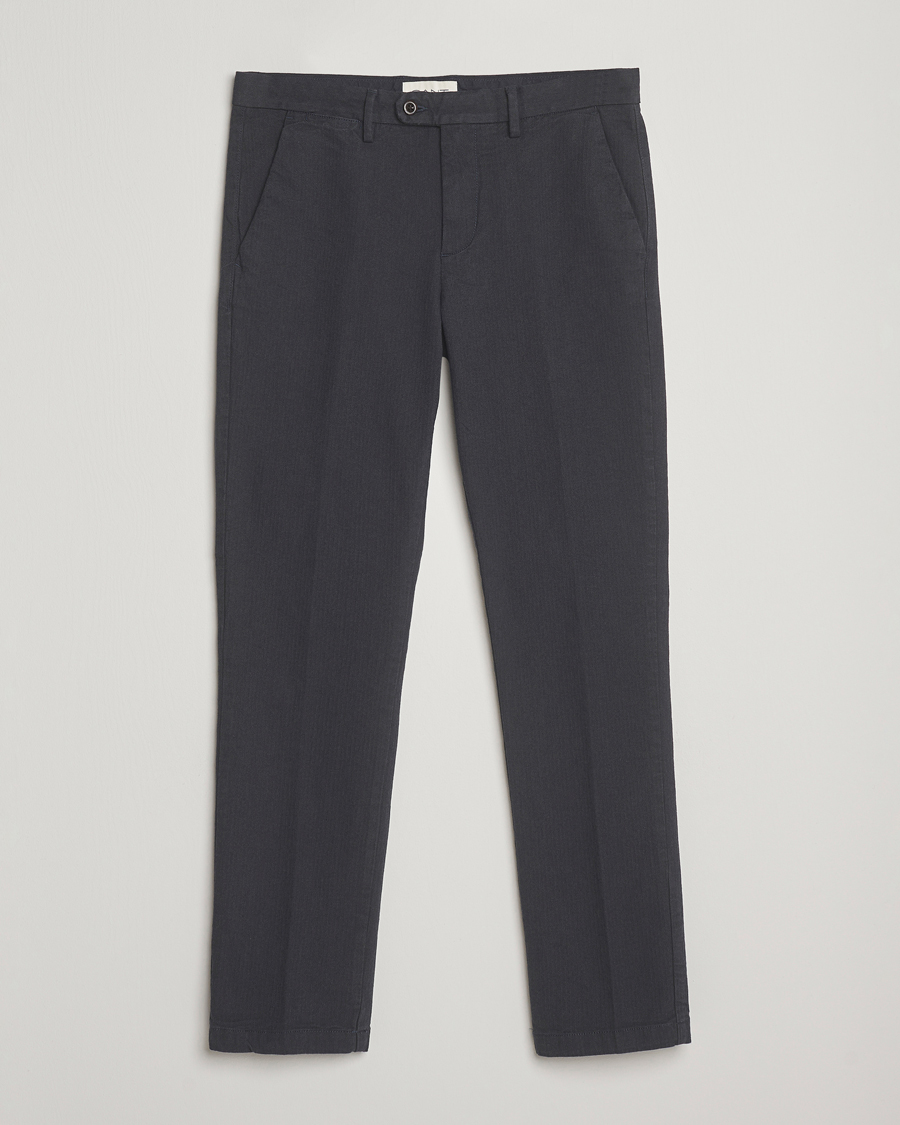 Herre | Bukser | GANT | Slim Fit Cotton Herringbone Trousers Antracite