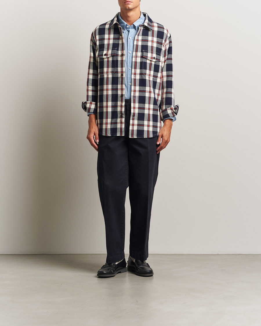 Herre | Skjorter | Gant | Heavy Twill Checked Overshirt Evening Blue