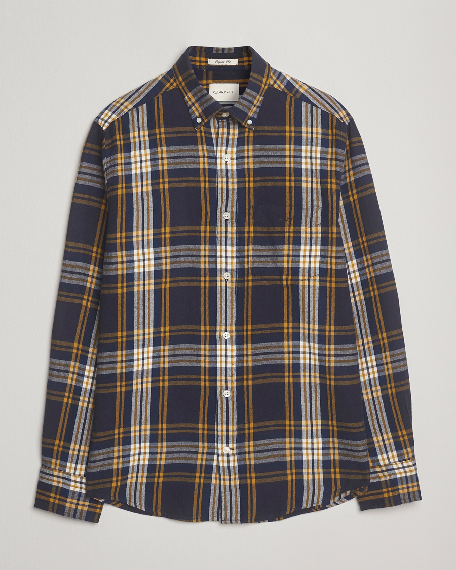 Herre | Skjorter | GANT | Regular Fit Checked Flannel Shirt Evening Blue