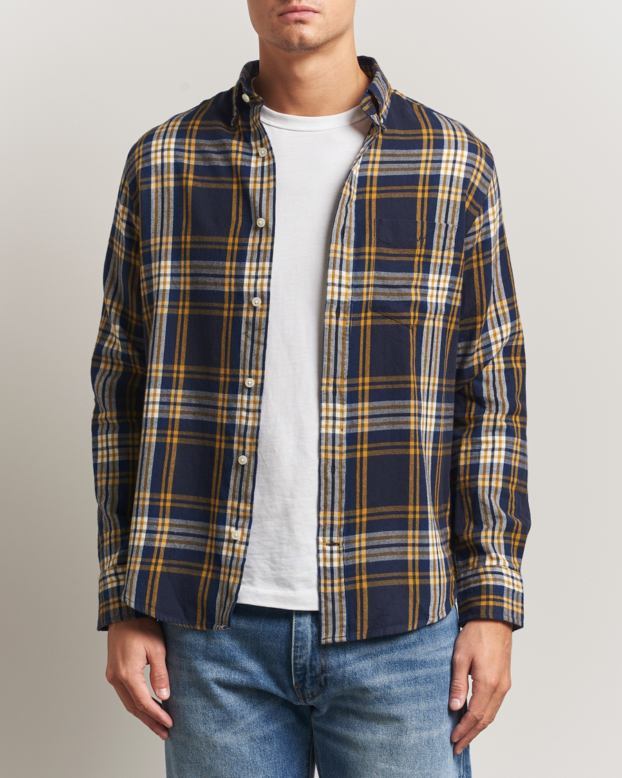 Herre | Skjorter | GANT | Regular Fit Checked Flannel Shirt Evening Blue