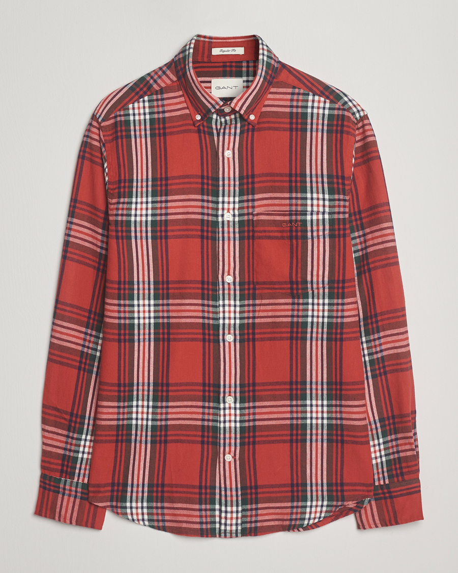 Herre | Skjorter | GANT | Regular Fit Checked Flannel Shirt Modern Rust