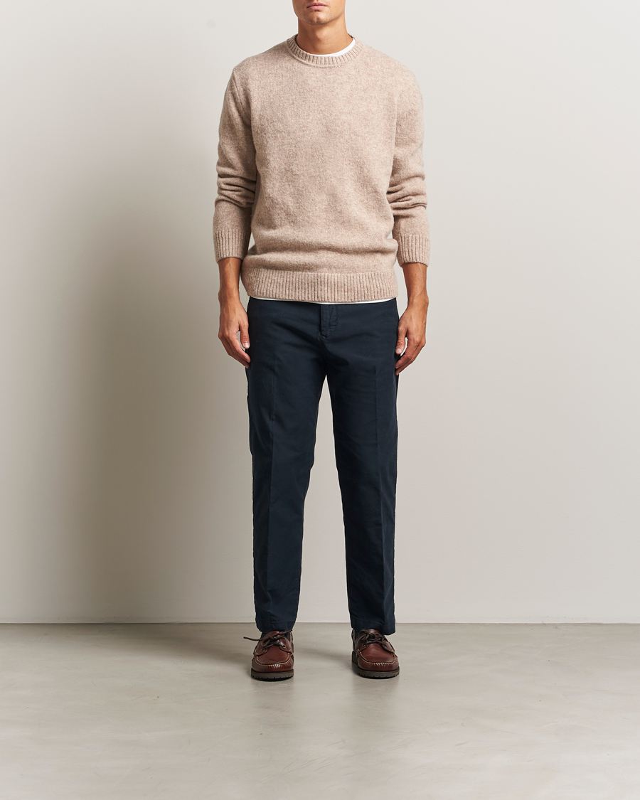 Herre | Gensere | Gant | Scottish Wool Knitted Crew Neck Sweater Khaki Melange