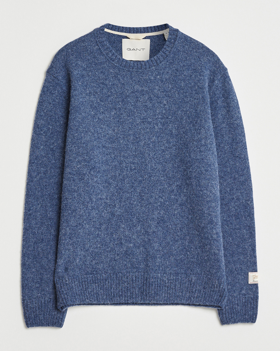 Herre | Gensere | GANT | Scottish Wool Knitted Crew Neck Sweater Marine Melange