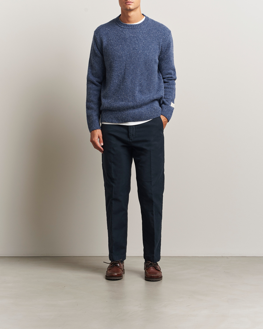Herre | Gensere | GANT | Scottish Wool Knitted Crew Neck Sweater Marine Melange