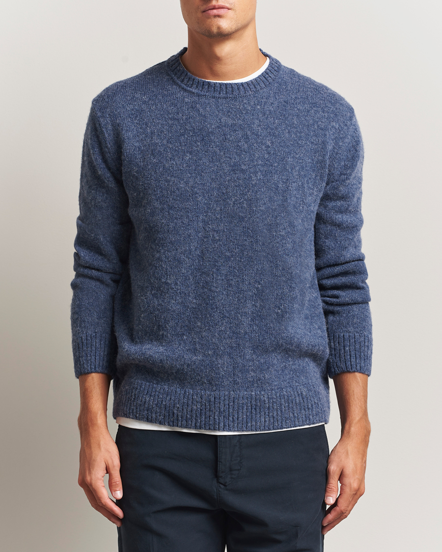 Herre | Gensere | GANT | Scottish Wool Knitted Crew Neck Sweater Marine Melange