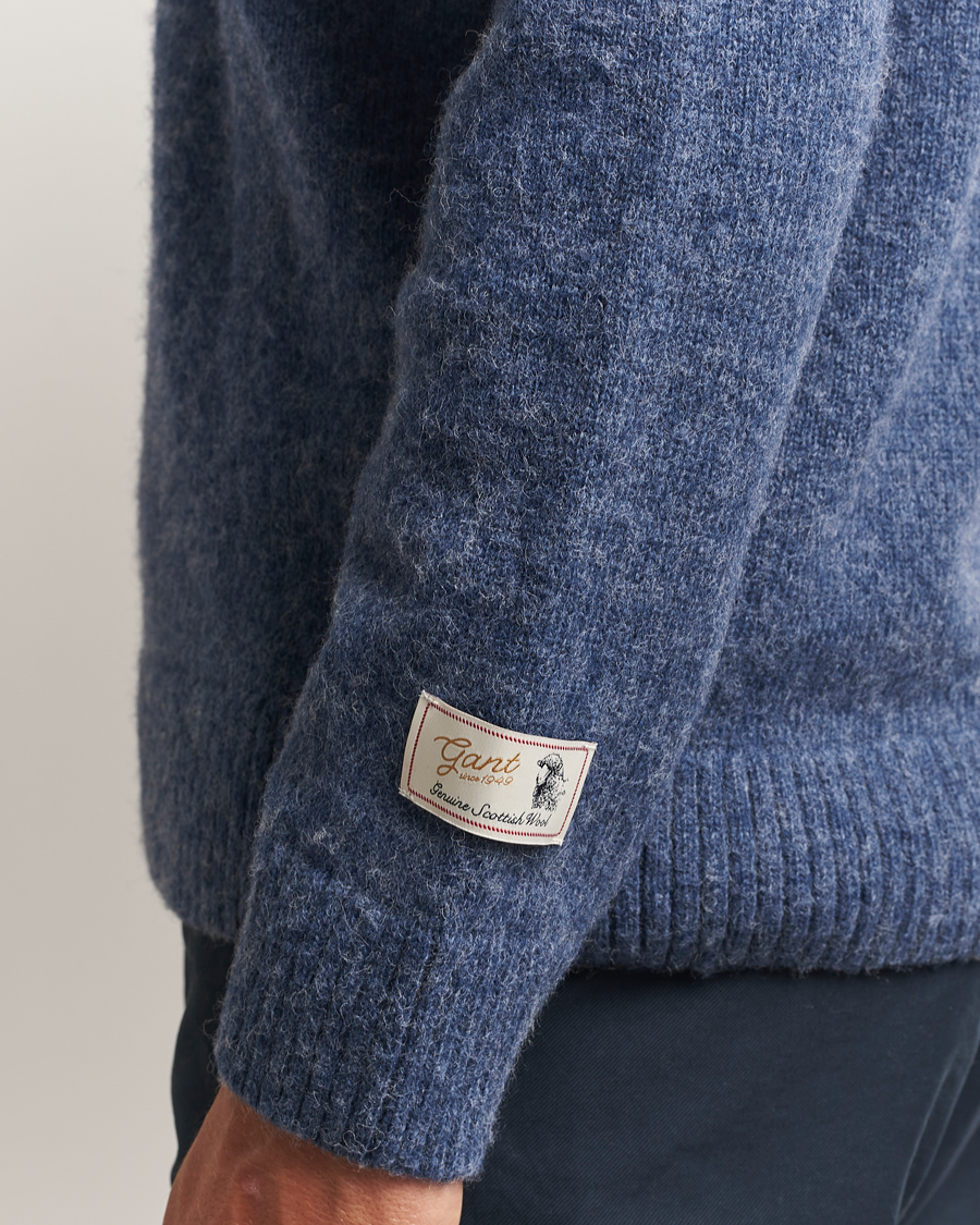 Herre | Gensere | GANT | Scottish Wool Knitted Crew Neck Sweater Marine Melange