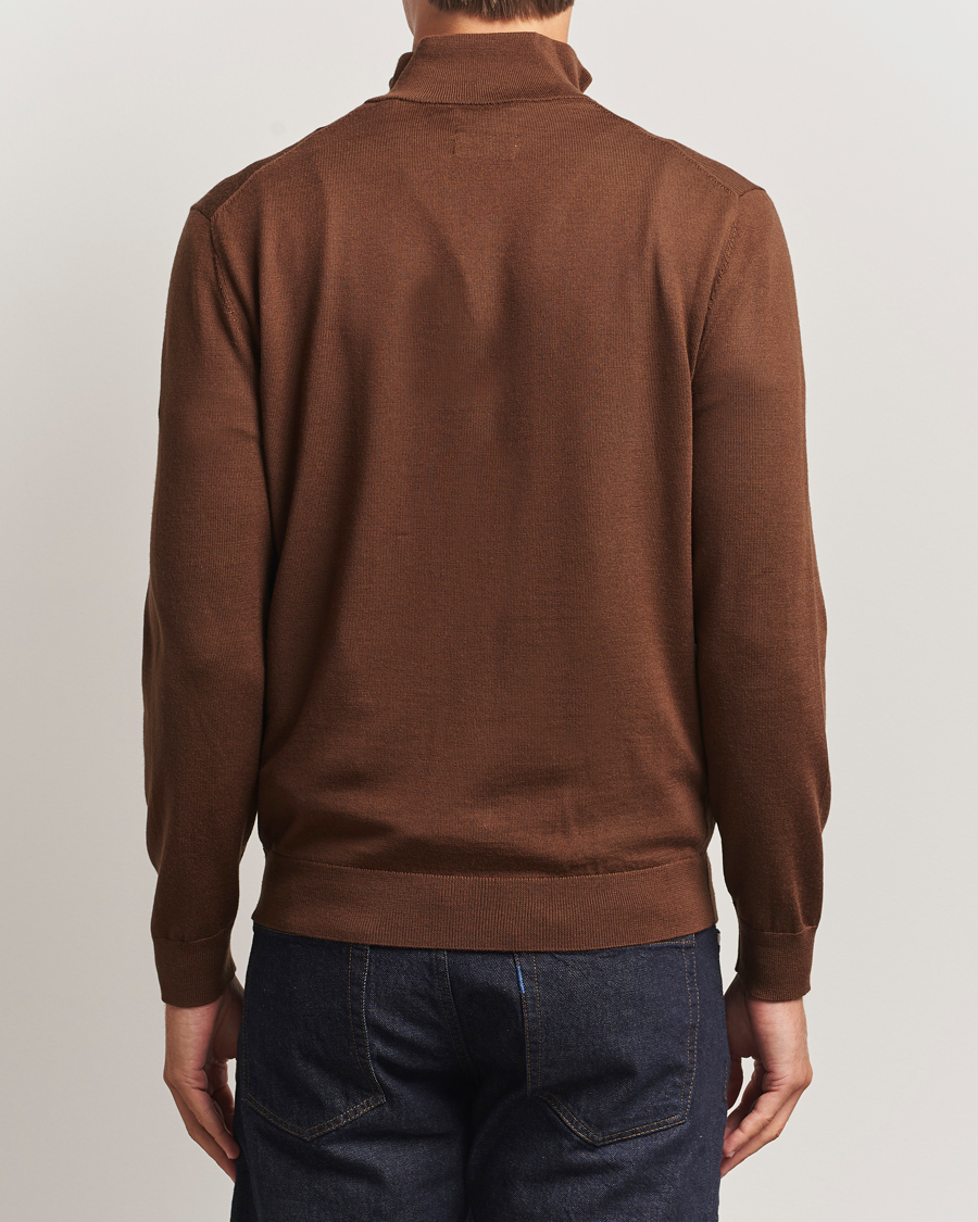 Herre | Gensere | GANT | Extrafine Merino Wool Half Zip Mahogany Brown