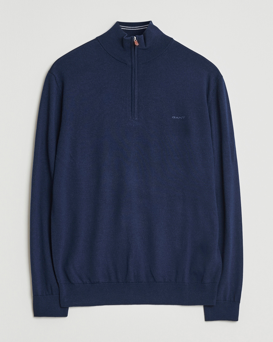 Herre | Gensere | Gant | Extrafine Merino Wool Half Zip Marine