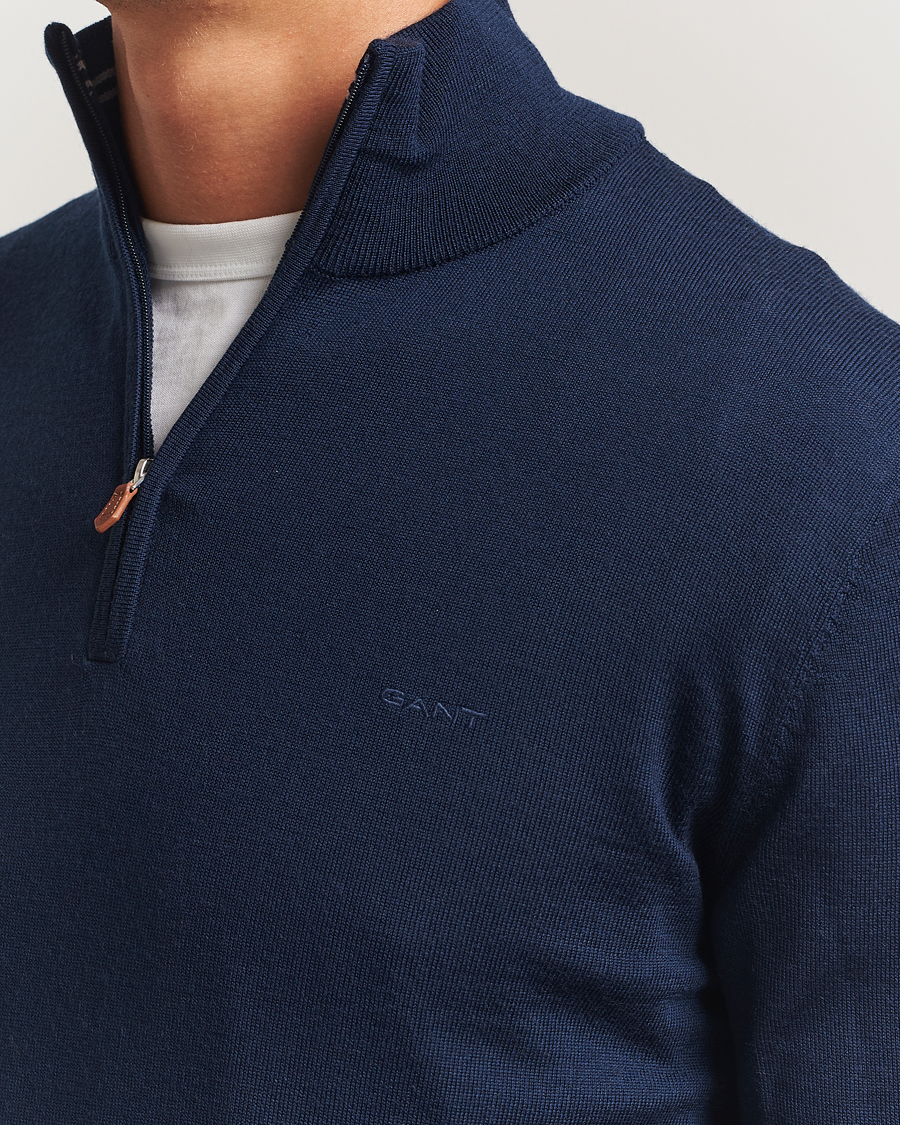 Herre | Gensere | Gant | Extrafine Merino Wool Half Zip Marine
