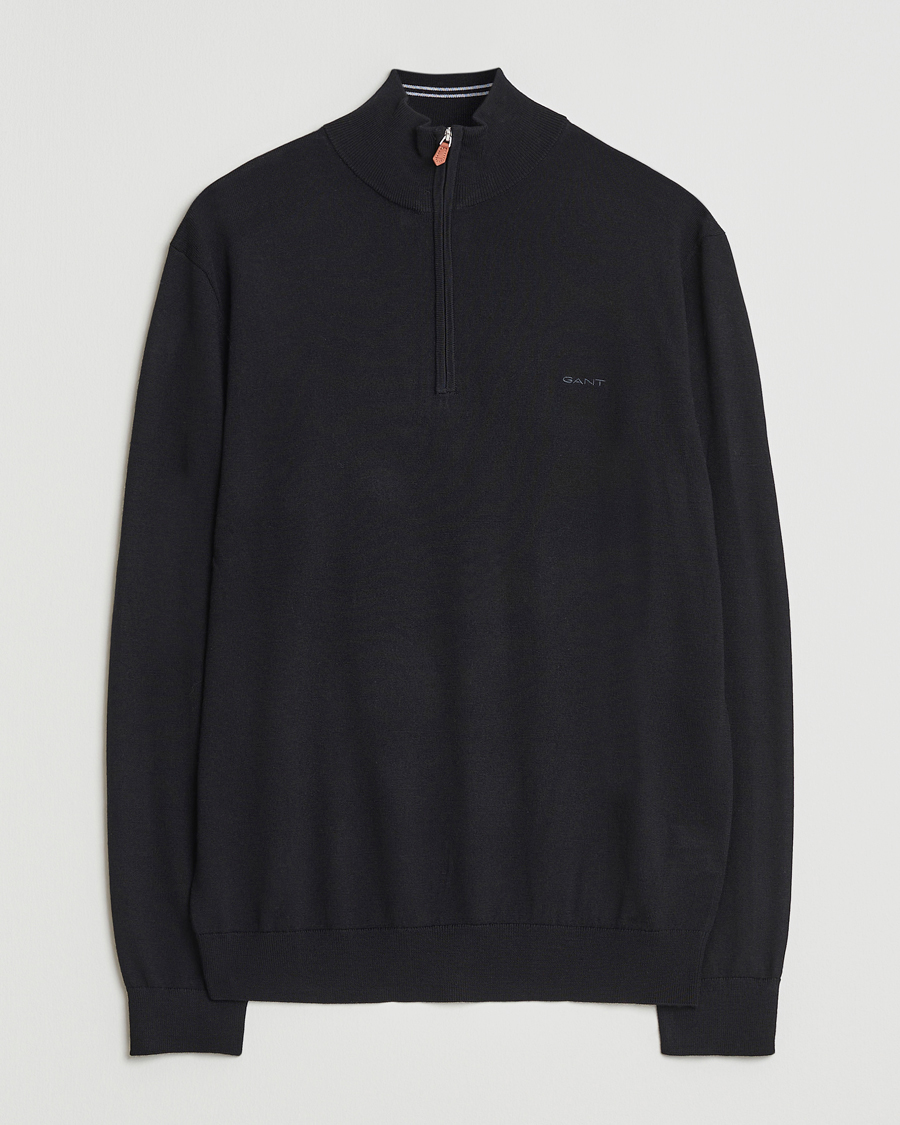 Herre | Gensere | GANT | Extrafine Merino Wool Half Zip Black