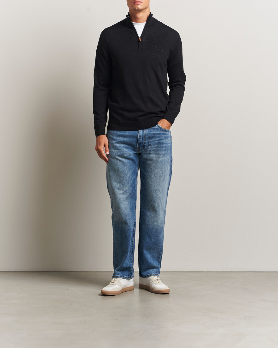 Herre | Gensere | GANT | Extrafine Merino Wool Half Zip Black