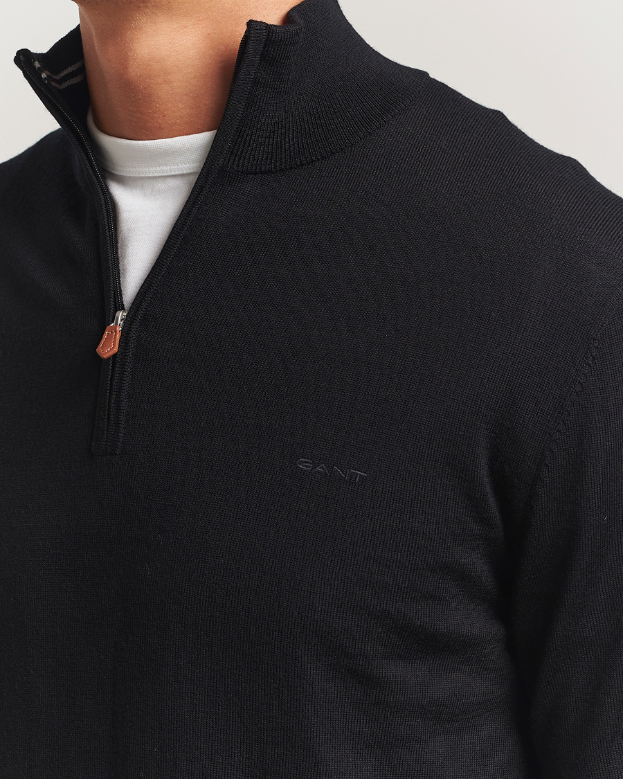 Herre | Gensere | GANT | Extrafine Merino Wool Half Zip Black