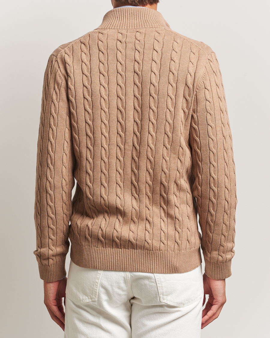 Herre | Gensere | GANT | Cotton Cable Full Zip Dark Sand Melange