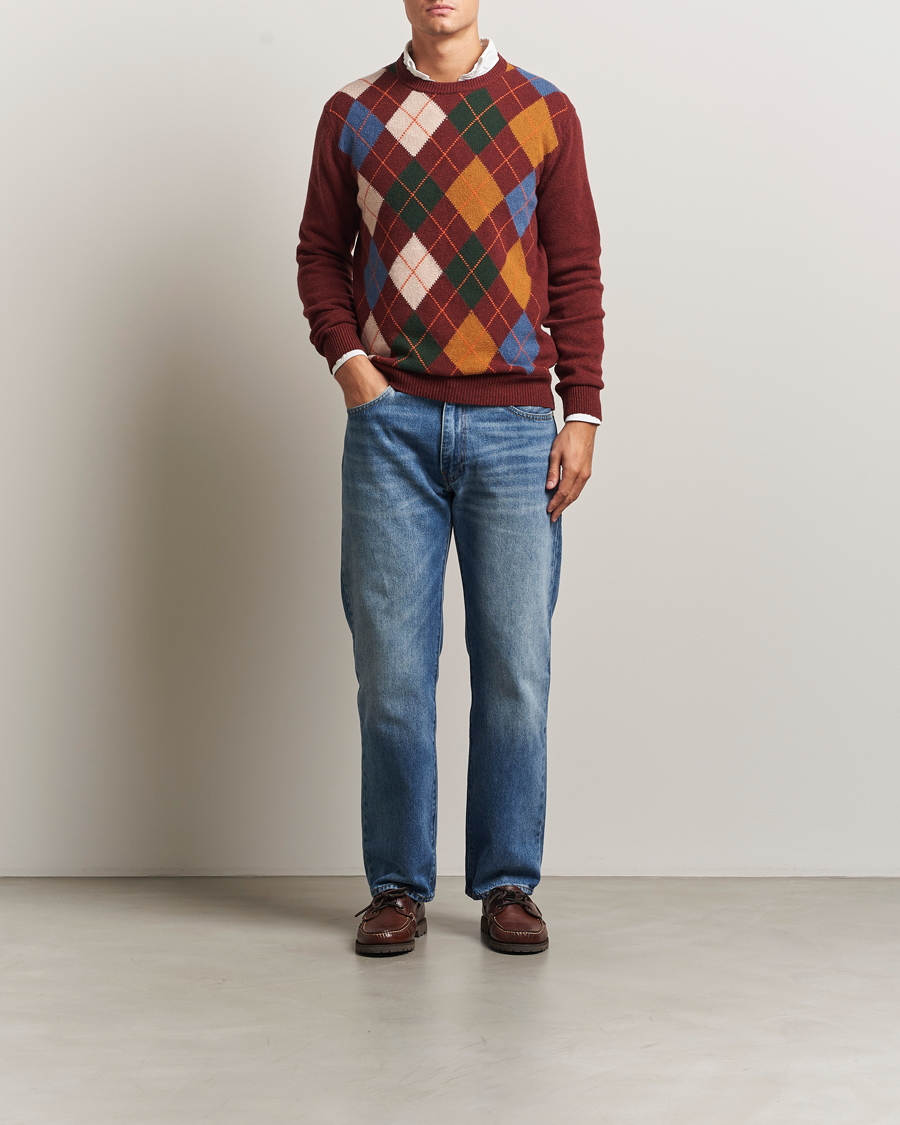 Herre | Gensere | Gant | Lambswool Argyle Knitted Crew Neck Winter Wine
