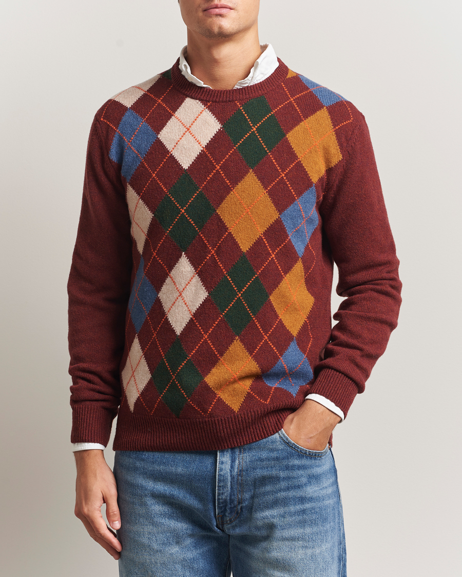 Herre | Gensere | Gant | Lambswool Argyle Knitted Crew Neck Winter Wine