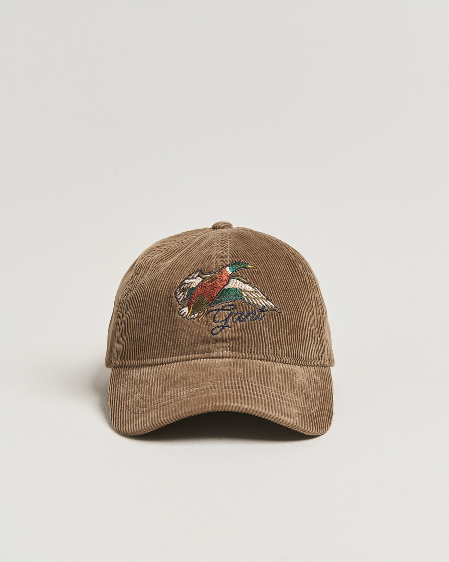 Herre | Hatter og capser | GANT | Graphic Embroidered Washed Cord Cap Taupe Beige