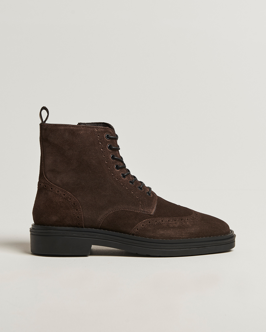 Herre | Støvler | GANT | Boggar Suede Brouge Boot Espresso Brown