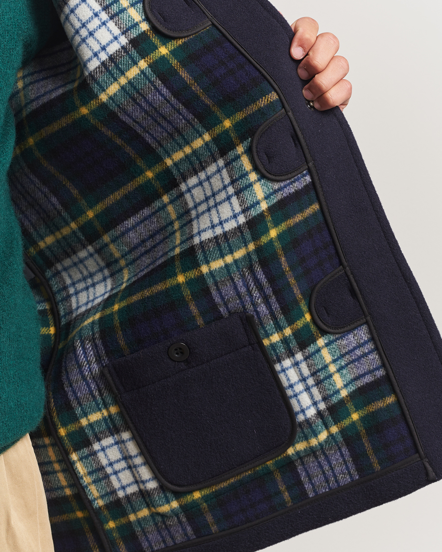 Herre | Jakker | Gloverall | Mid Length Duffle Coat Black/Royal Stewart