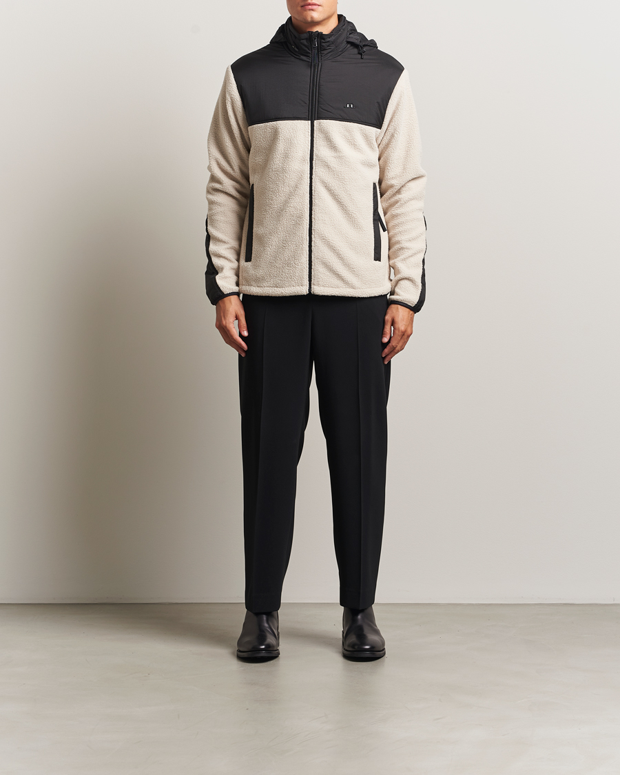 Herre | Gensere | J.Lindeberg | Provo Pile Hooded Full Zip Moonbeam