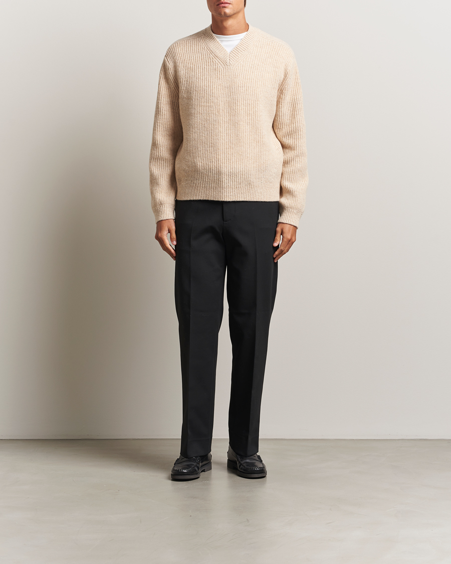 Herre | Gensere | J.Lindeberg | Vitor Wool Heavy Knitted V-Neck Moonbeam Melange