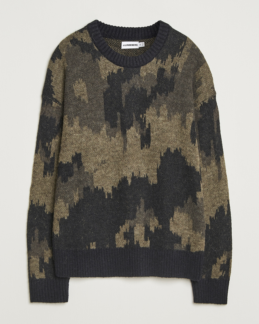 Herre | Gensere | J.Lindeberg | Nate Graphic Jaquard Knitted Sweater Forest Green