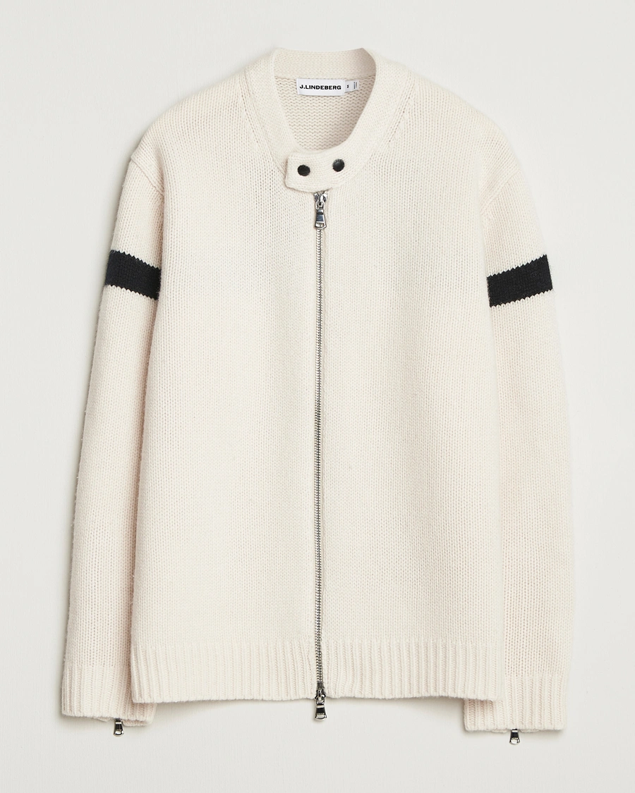 Herre | Gensere | J.Lindeberg | Kessler Biker Wool Full Zip Moonbeam