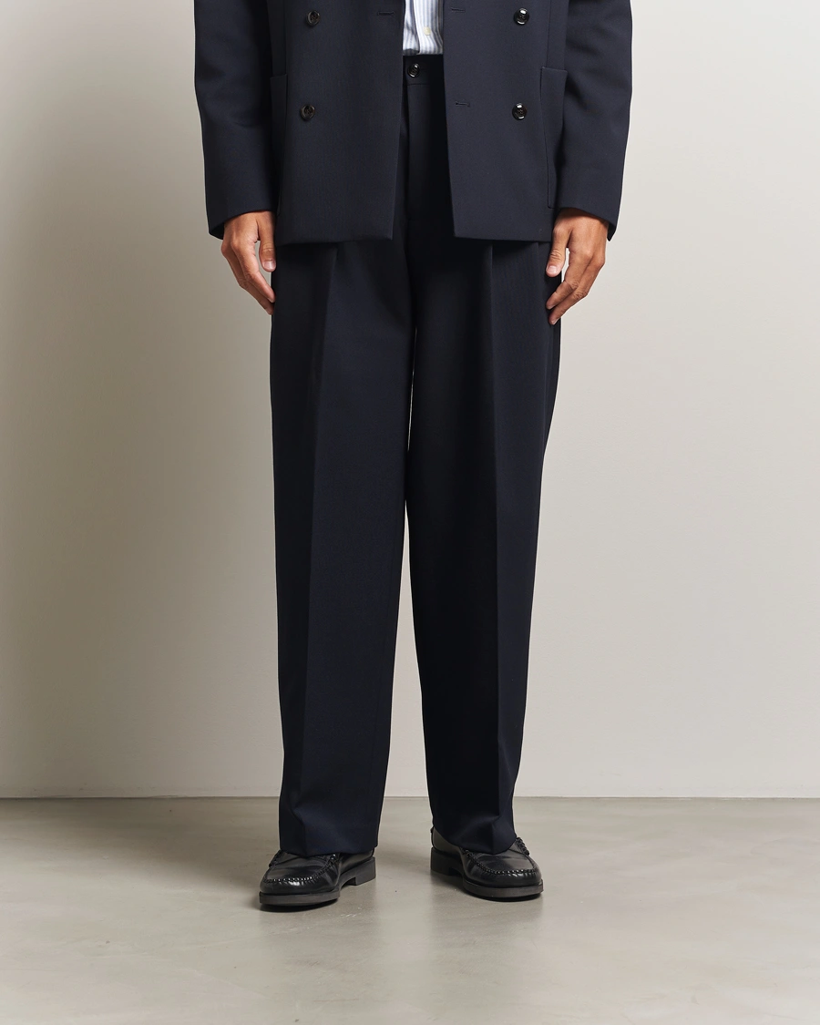 Herre | Bukser | NN07 | Justin Double Pleated Suit Trousers Deep Navy