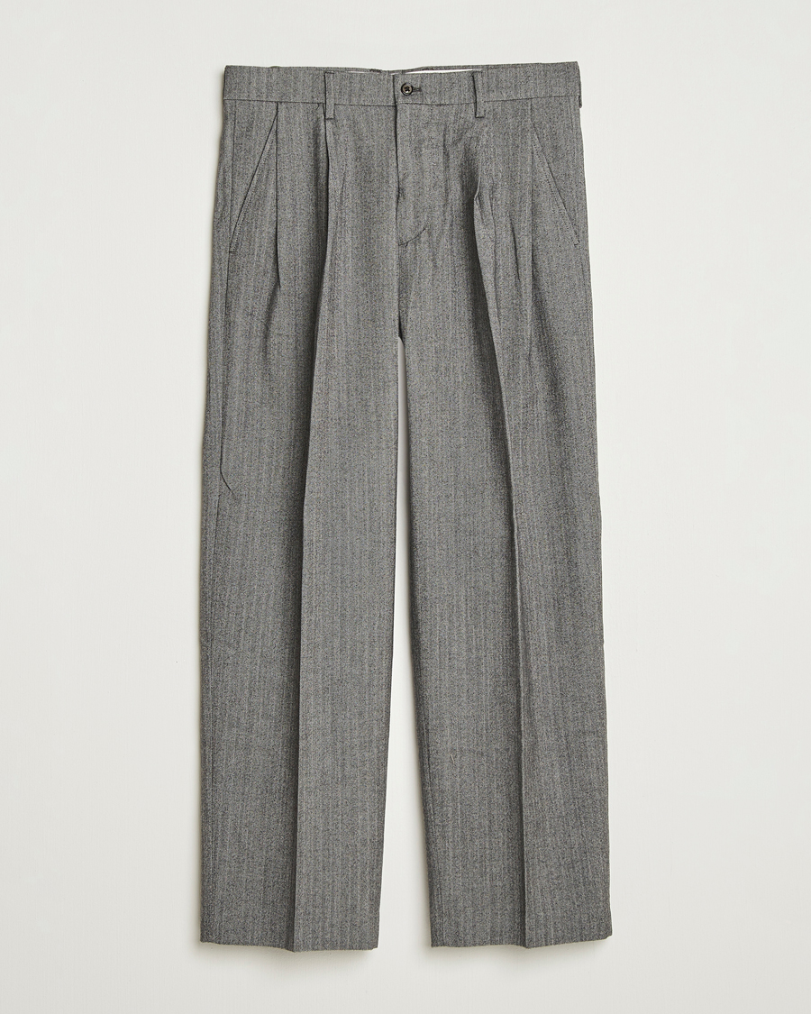 Herre | Bukser | NN07 | Justin Double Pleated Herringbone Trousers Grey