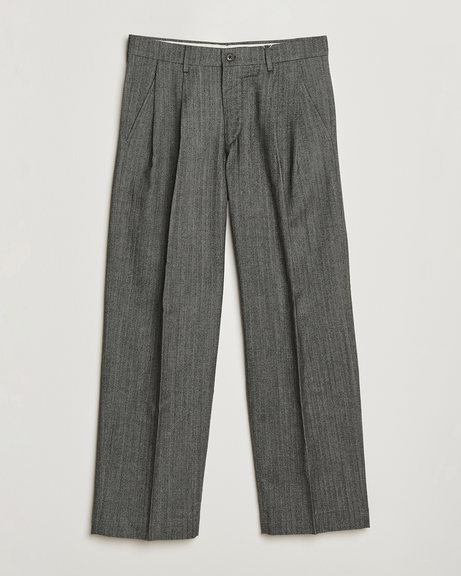 Herre | Bukser | NN07 | Justin Double Pleated Herringbone Trousers Grey