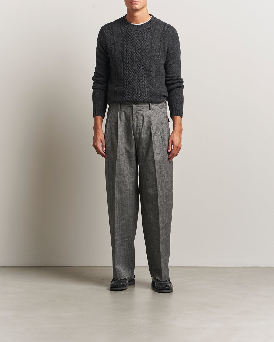 Herre | Bukser | NN07 | Justin Double Pleated Herringbone Trousers Grey