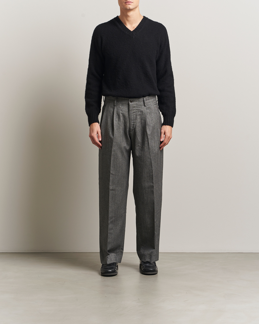 Herre | Bukser | NN07 | Justin Double Pleated Herringbone Trousers Grey