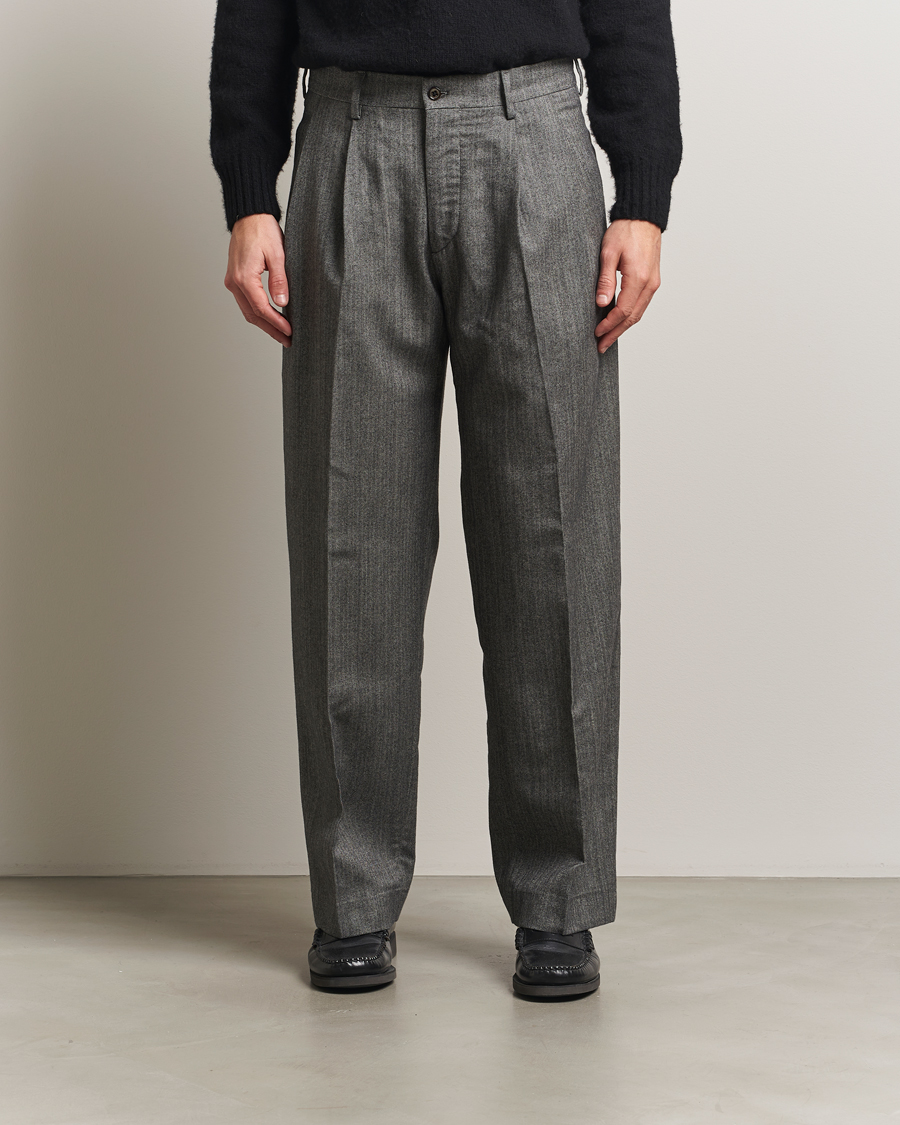 Herre | Bukser | NN07 | Justin Double Pleated Herringbone Trousers Grey