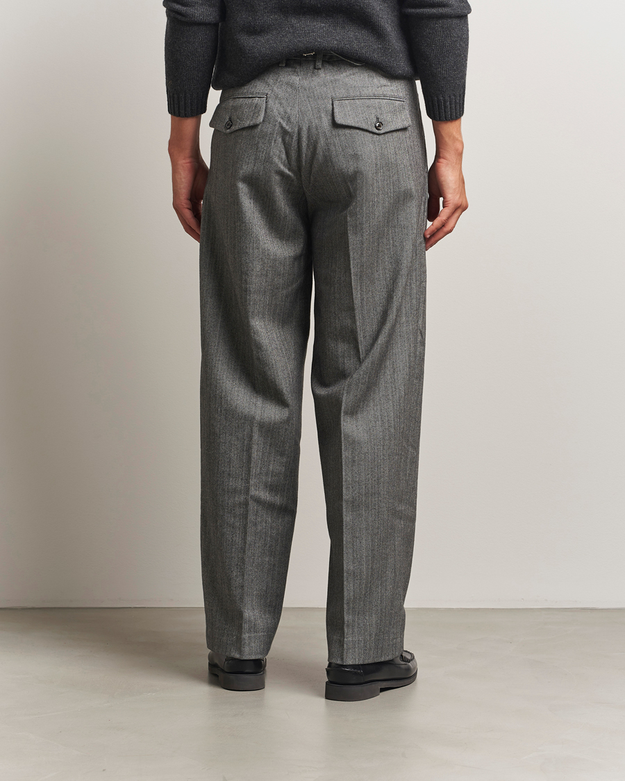 Herre | Bukser | NN07 | Justin Double Pleated Herringbone Trousers Grey