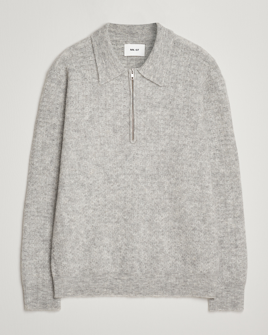 Herre | Gensere | NN07 | Alfie Alpaca Knitted Half Zip Sable Grey