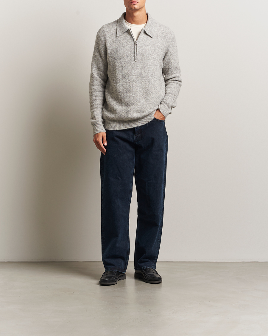 Herre | Gensere | NN07 | Alfie Alpaca Knitted Half Zip Sable Grey